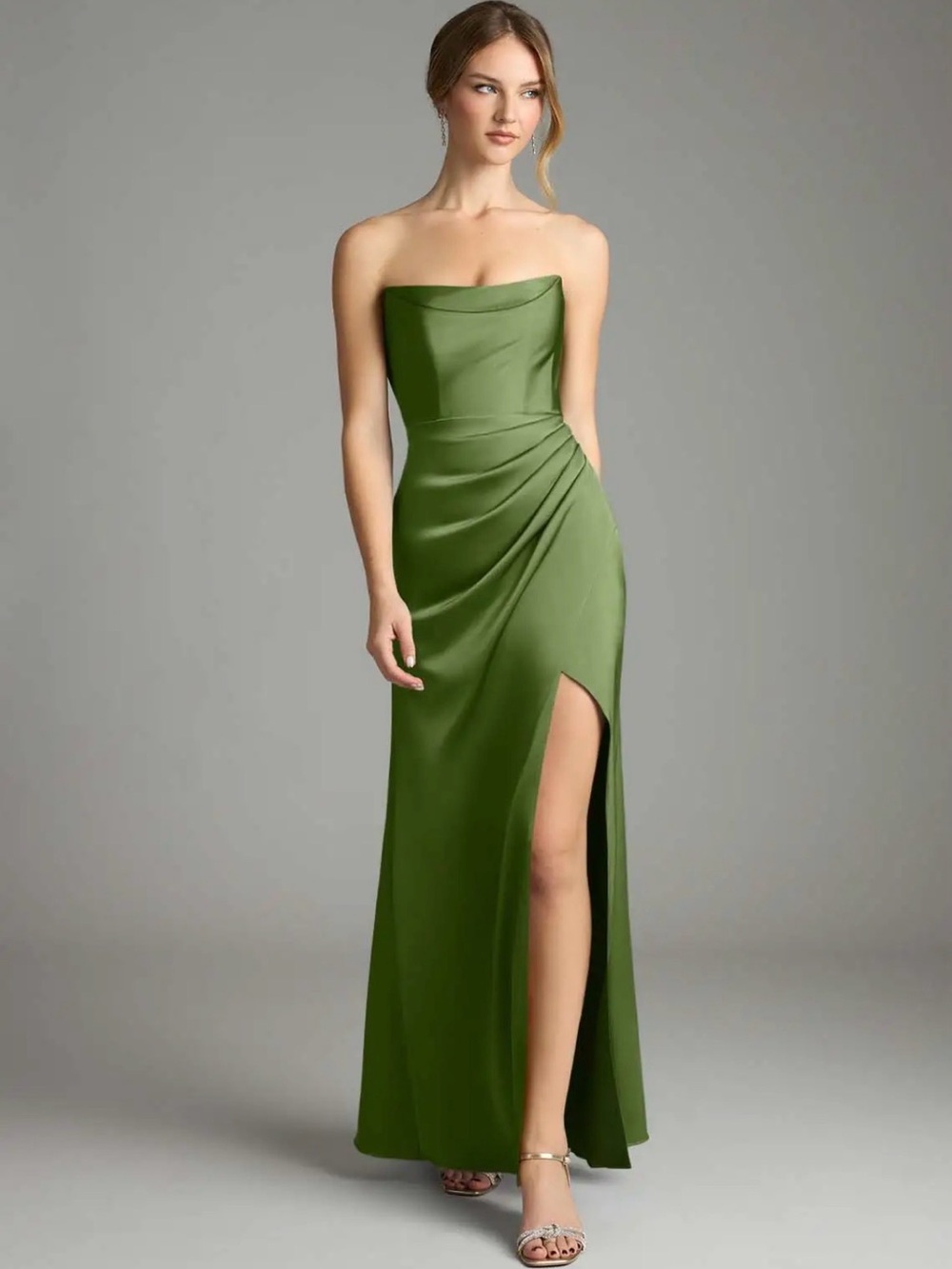 Gorgeous Azazie Leonis Strapless Evening Gown in Juniper